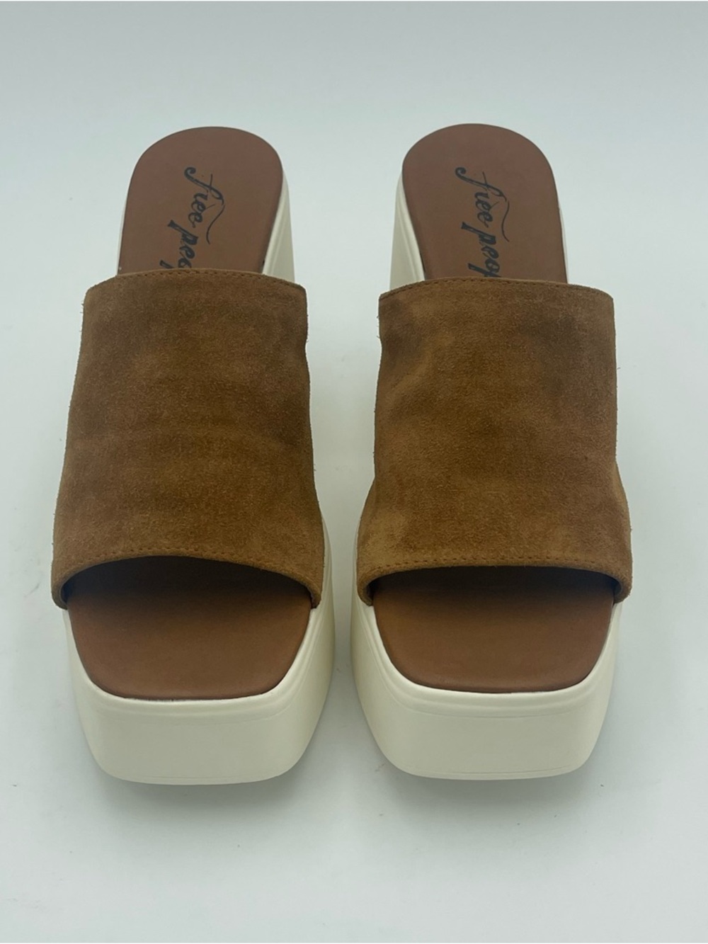 Free People Women US 11 EU 41 Zoe Brown Heeled Platform Sandals Shoes Slides